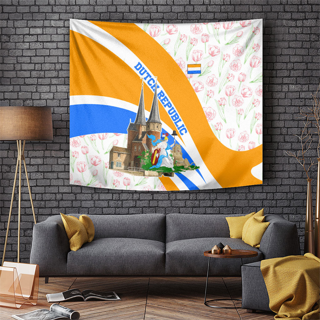 Dutch Republic Netherlands Tapestry Patriotism Vintage Heraldic Crest Floral Tulip