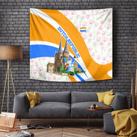 Dutch Republic Netherlands Tapestry Patriotism Vintage Heraldic Crest Floral Tulip
