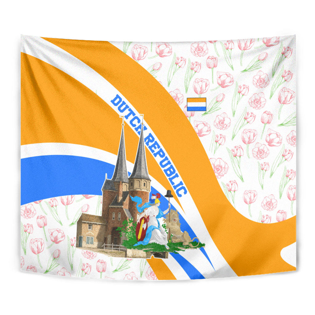 Dutch Republic Netherlands Tapestry Patriotism Vintage Heraldic Crest Floral Tulip