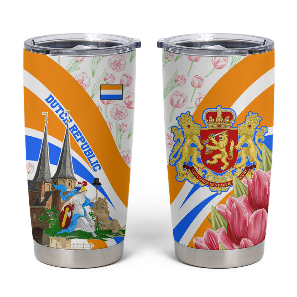 Dutch Republic Netherlands Tumbler Cup Patriotism Vintage Heraldic Crest Floral Tulip