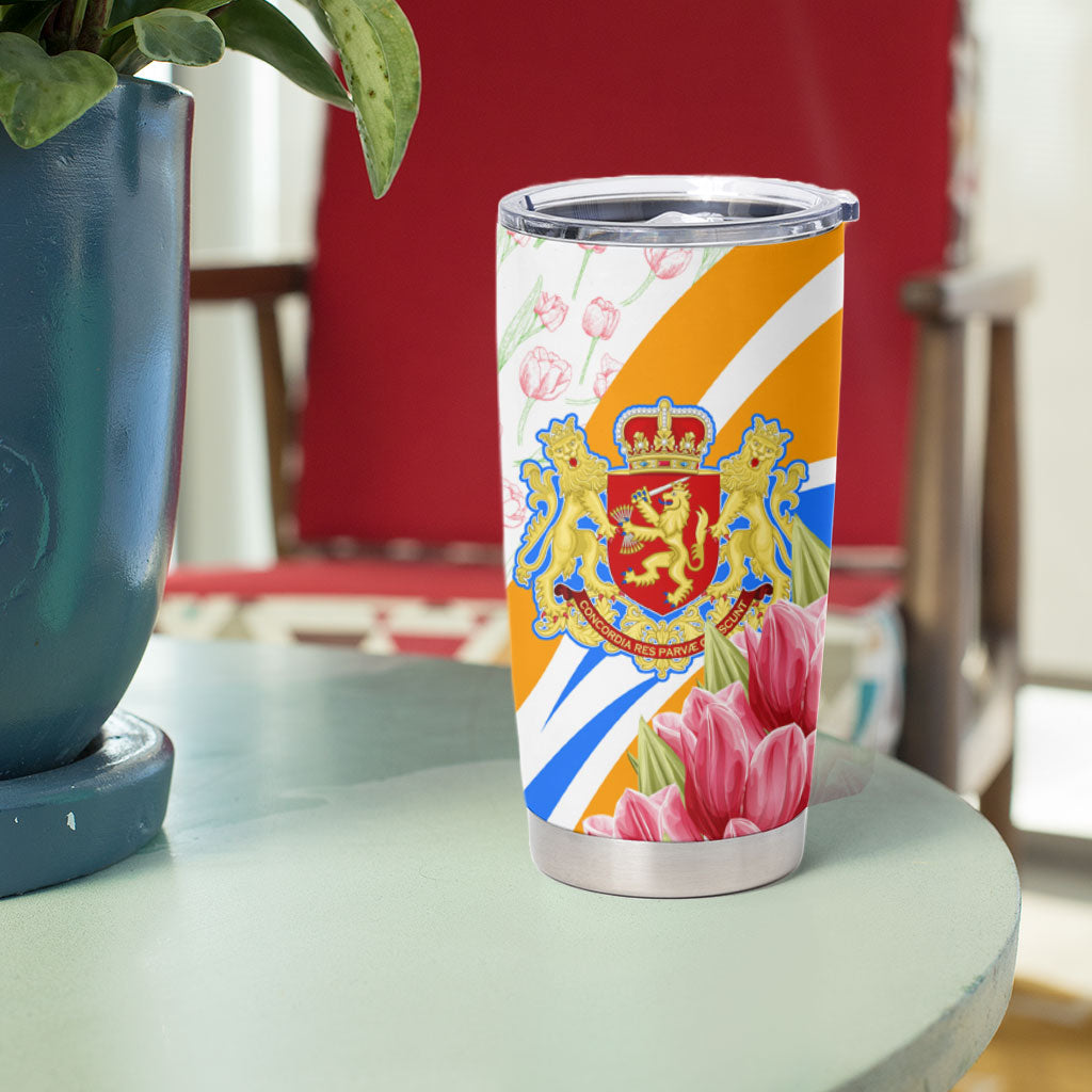 Dutch Republic Netherlands Tumbler Cup Patriotism Vintage Heraldic Crest Floral Tulip