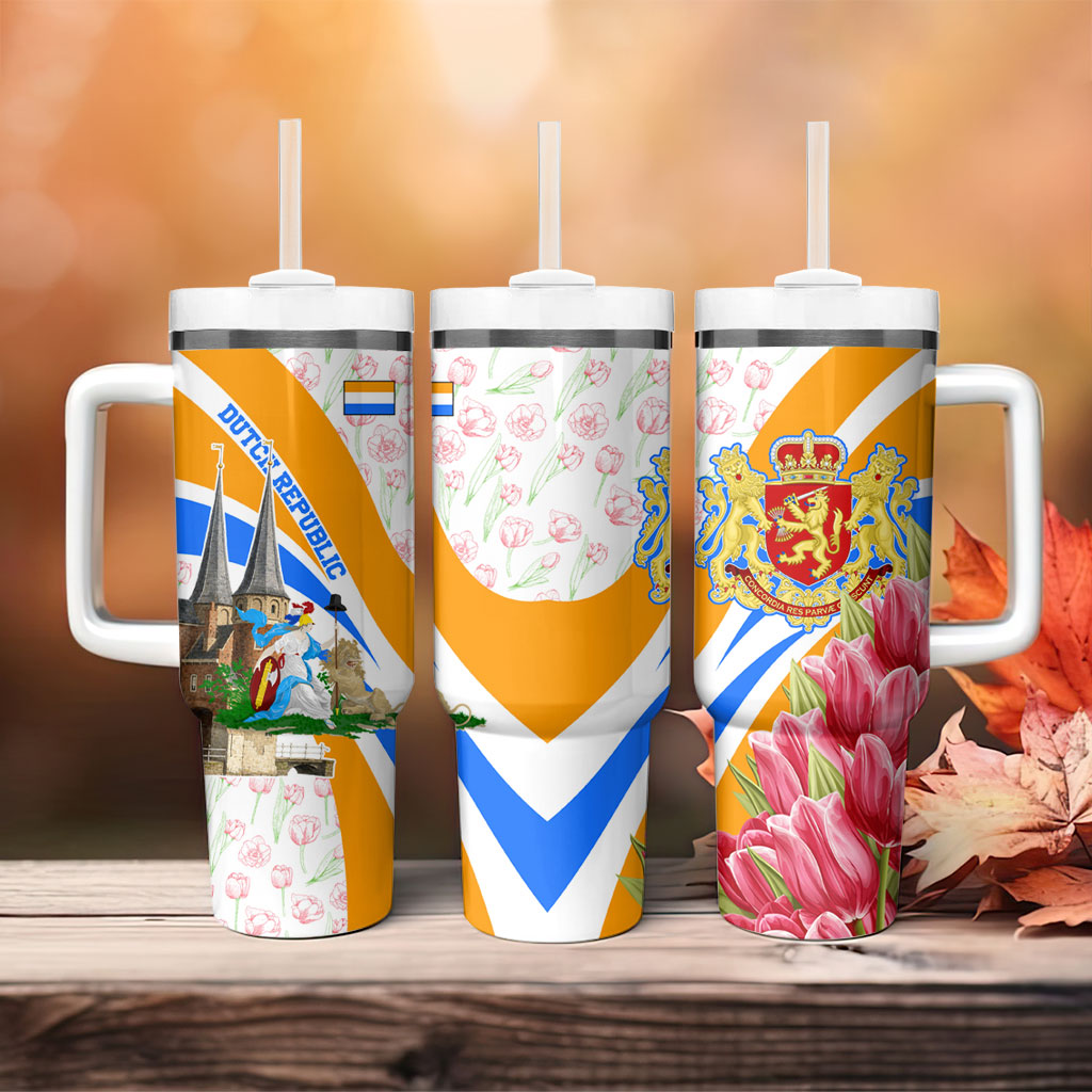 Dutch Republic Netherlands Tumbler With Handle Patriotism Vintage Heraldic Crest Floral Tulip