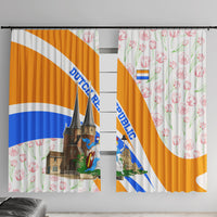 Dutch Republic Netherlands Window Curtain Patriotism Vintage Heraldic Crest Floral Tulip