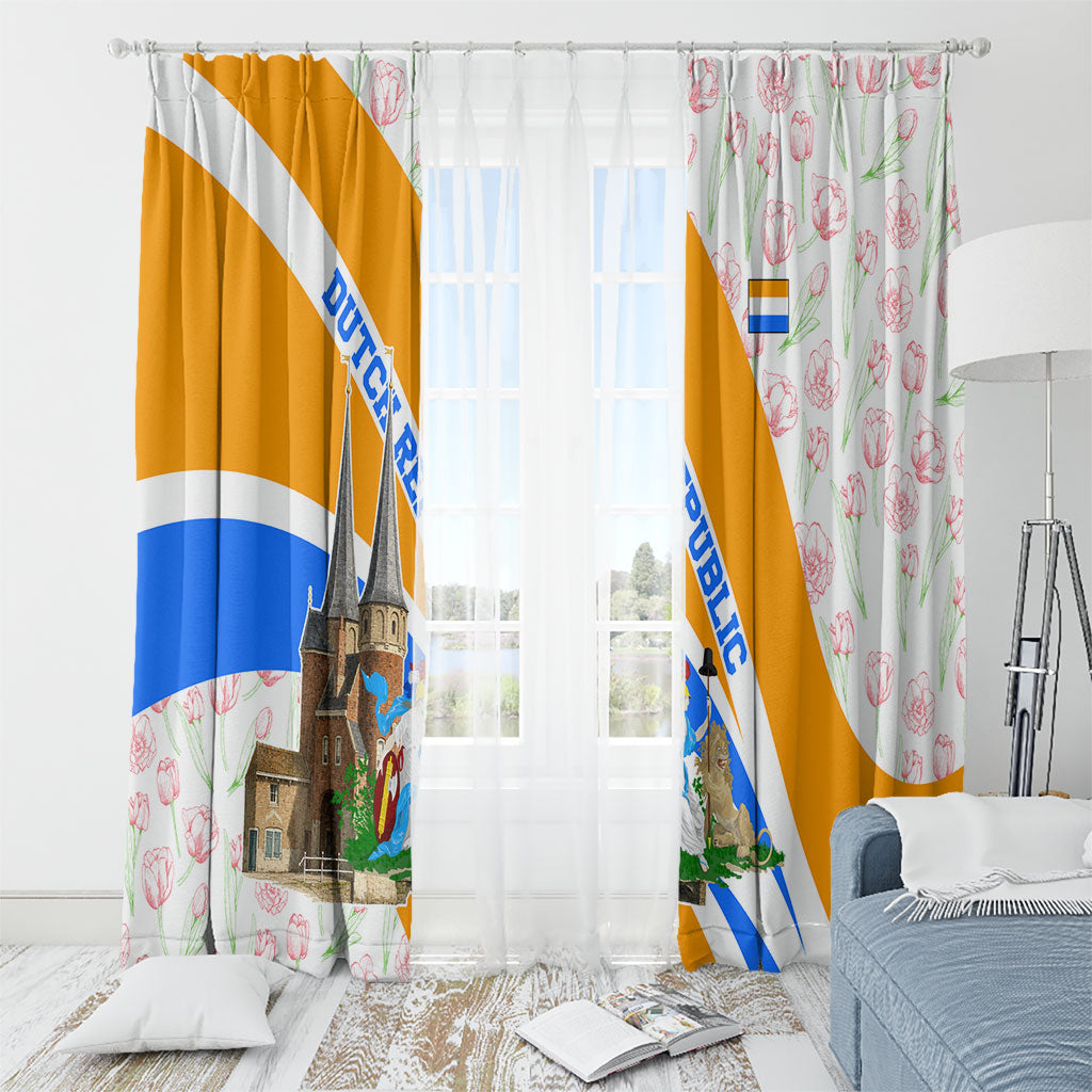 Dutch Republic Netherlands Window Curtain Patriotism Vintage Heraldic Crest Floral Tulip