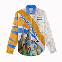 Dutch Republic Netherlands Women Casual Shirt Patriotism Vintage Heraldic Crest Floral Tulip