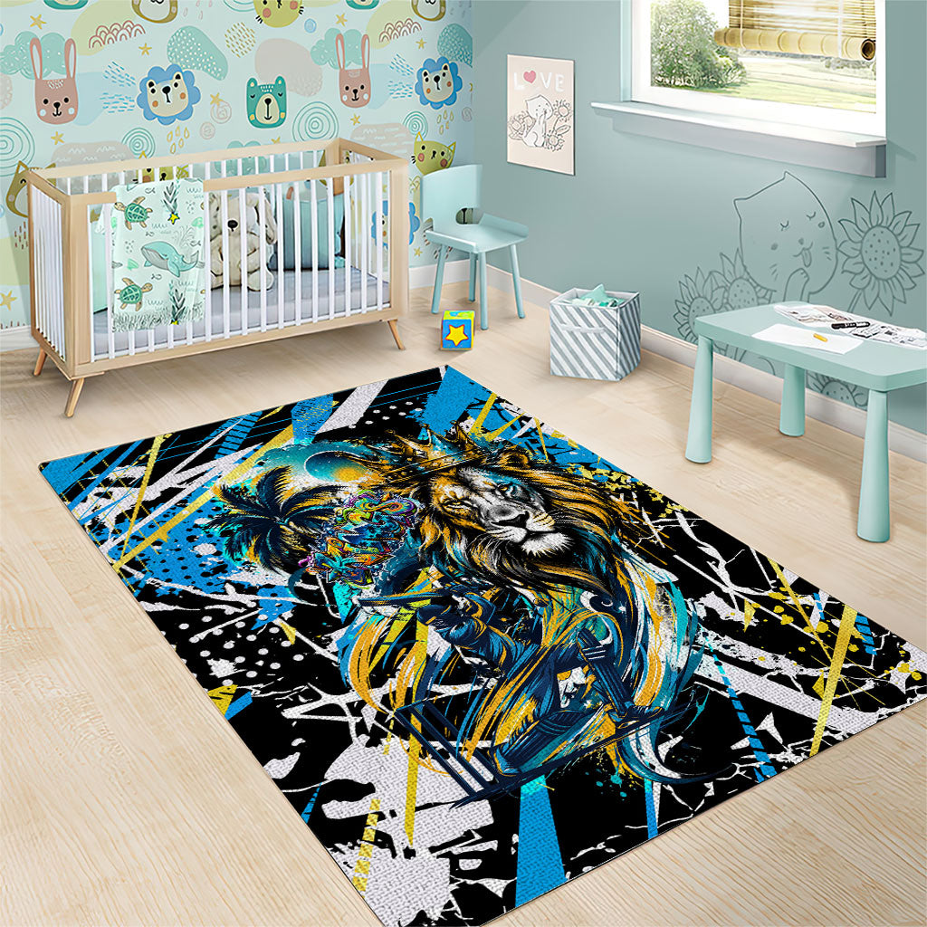 Saint Lucia Kings Cricket Area Rug Born To Lead Caribbean Cricket Graffiti Splash Art