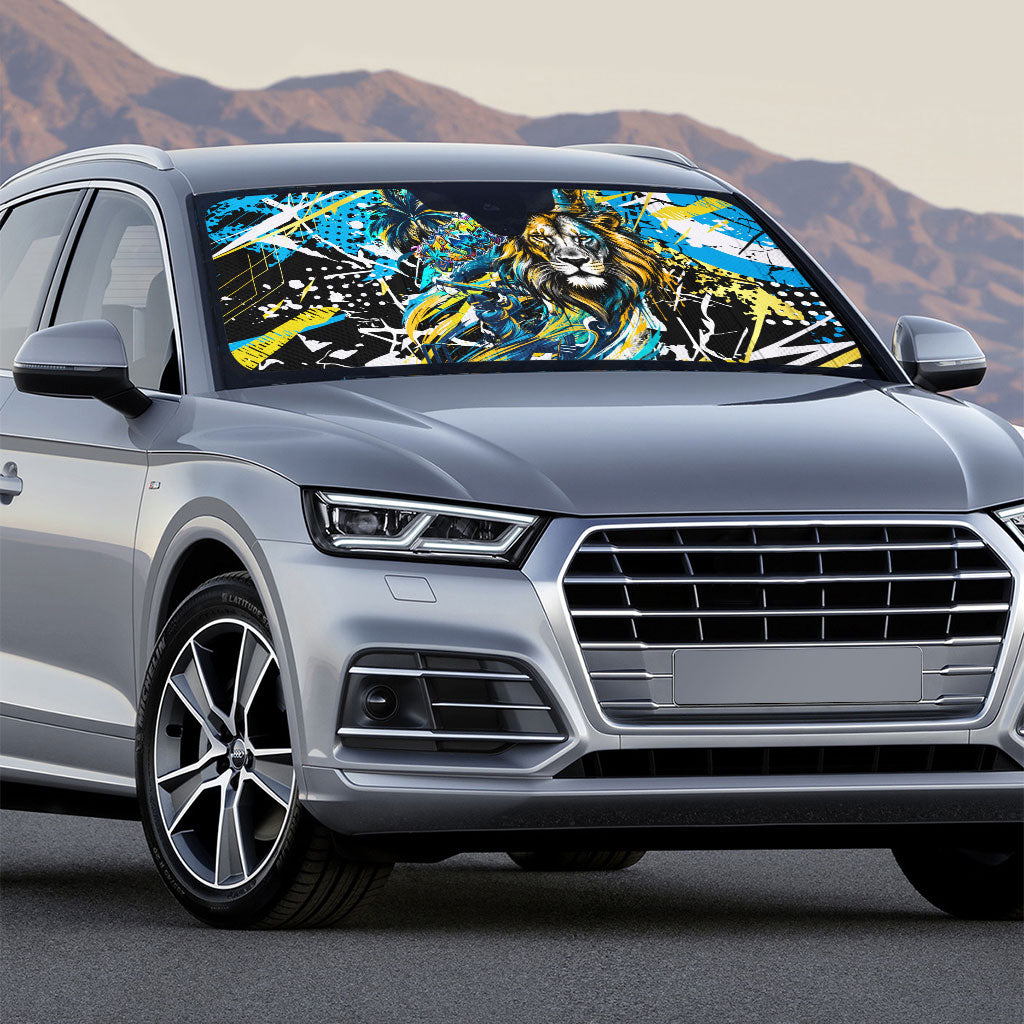 Saint Lucia Kings Cricket Auto Sun Shade Born To Lead Caribbean Cricket Graffiti Splash Art