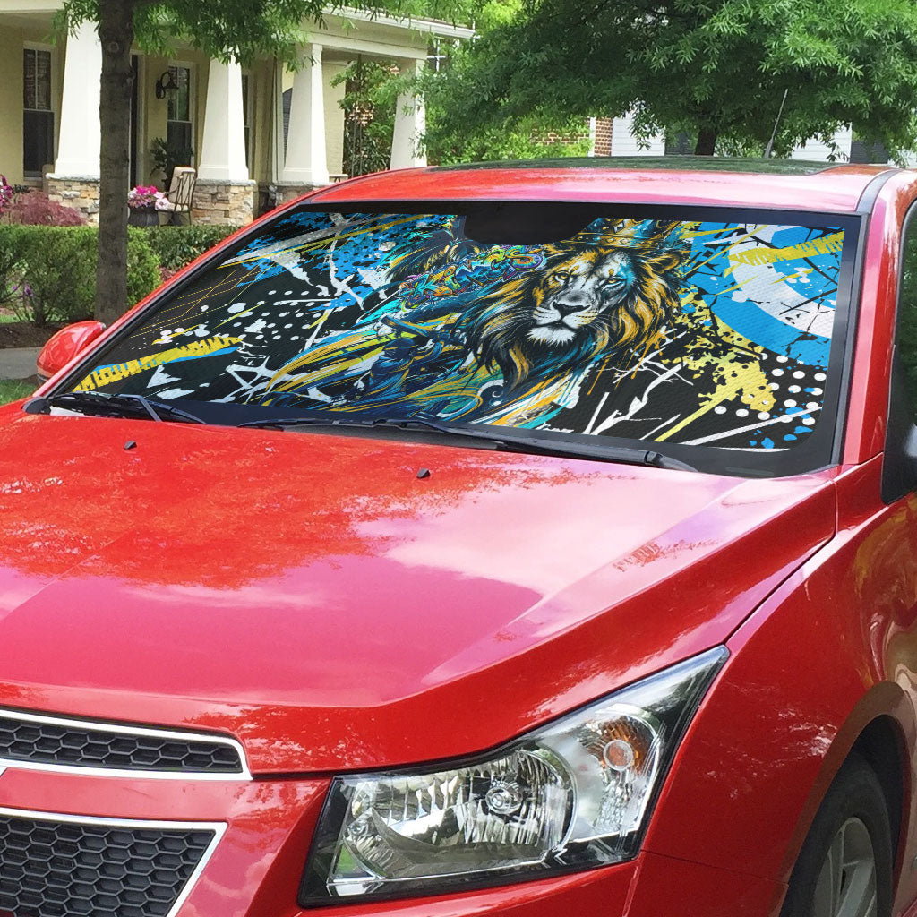 Saint Lucia Kings Cricket Auto Sun Shade Born To Lead Caribbean Cricket Graffiti Splash Art
