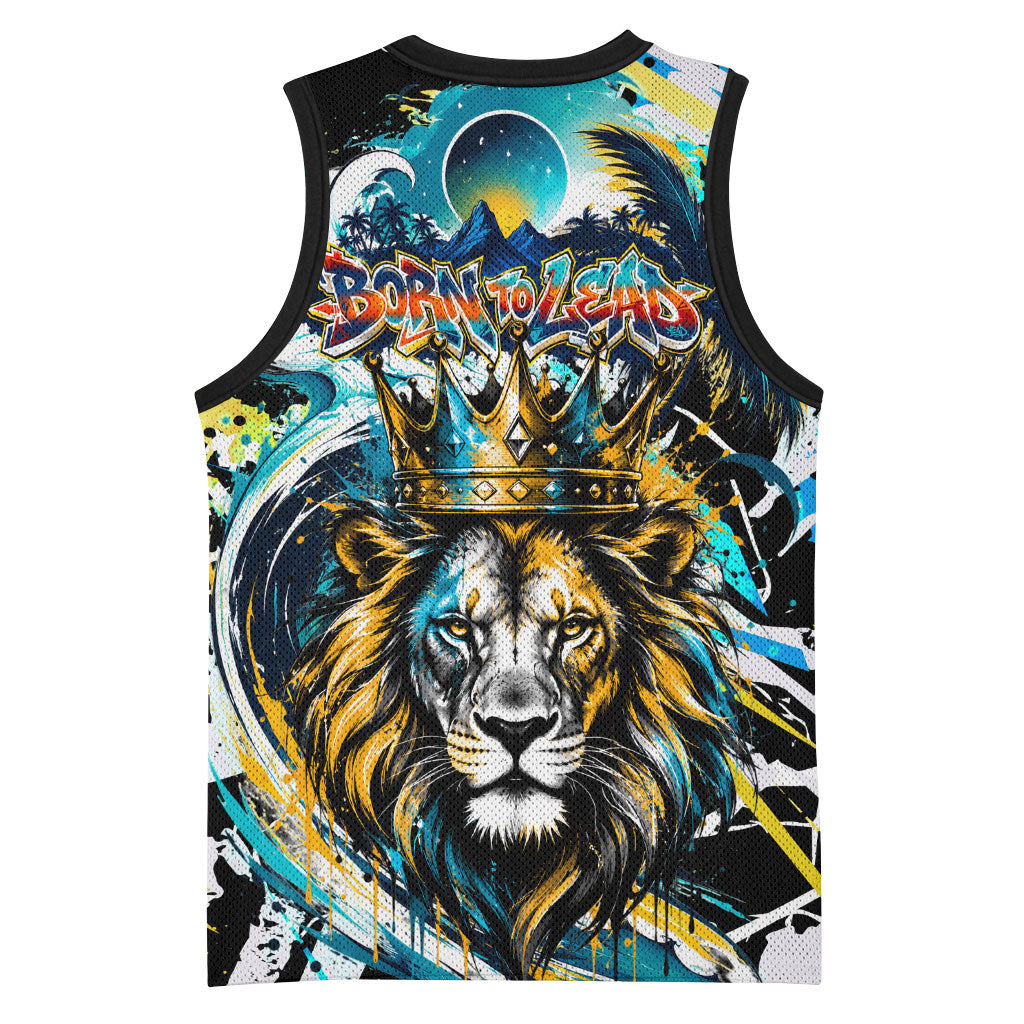 Saint Lucia Kings Cricket Basketball Jersey Born To Lead Caribbean Cricket Graffiti Splash Art