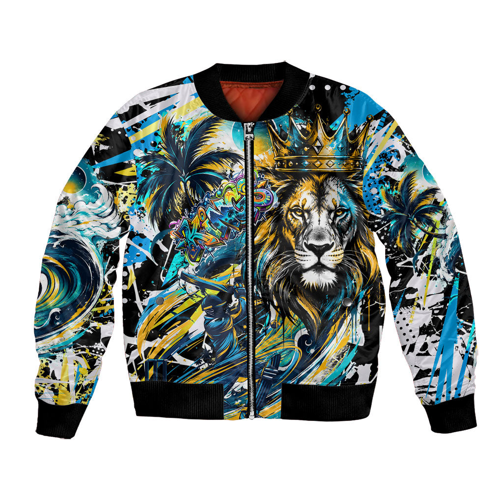 Saint Lucia Kings Cricket Bomber Jacket Born To Lead Caribbean Cricket Graffiti Splash Art