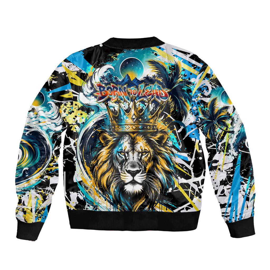 Saint Lucia Kings Cricket Bomber Jacket Born To Lead Caribbean Cricket Graffiti Splash Art