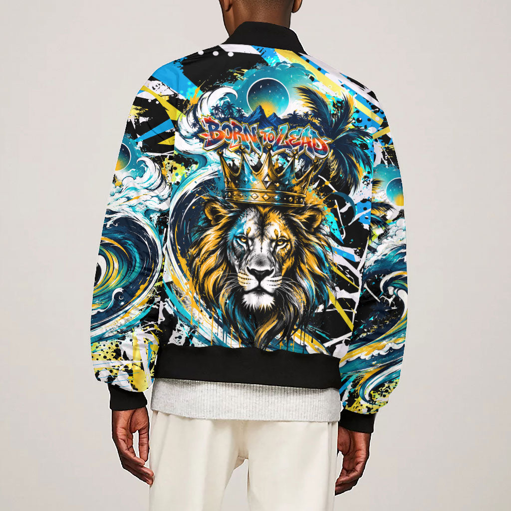 Saint Lucia Kings Cricket Bomber Jacket Born To Lead Caribbean Cricket Graffiti Splash Art