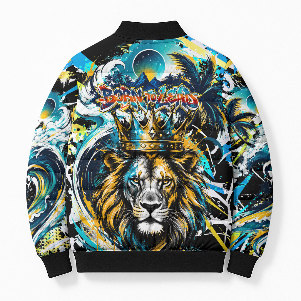 Saint Lucia Kings Cricket Bomber Puffer Jacket Born To Lead Caribbean Cricket Graffiti Splash Art