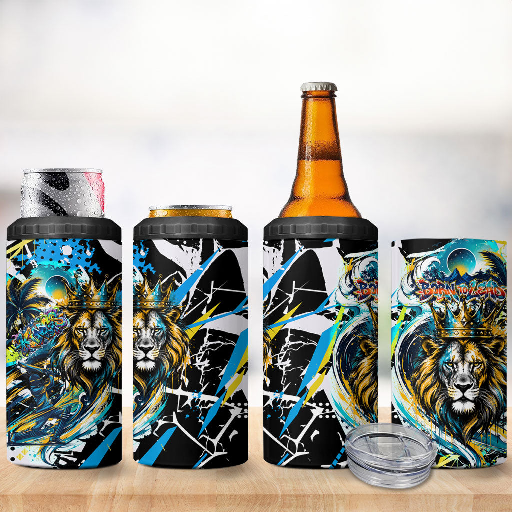 Saint Lucia Kings Cricket 4 in 1 Can Cooler Tumbler Born To Lead Caribbean Cricket Graffiti Splash Art
