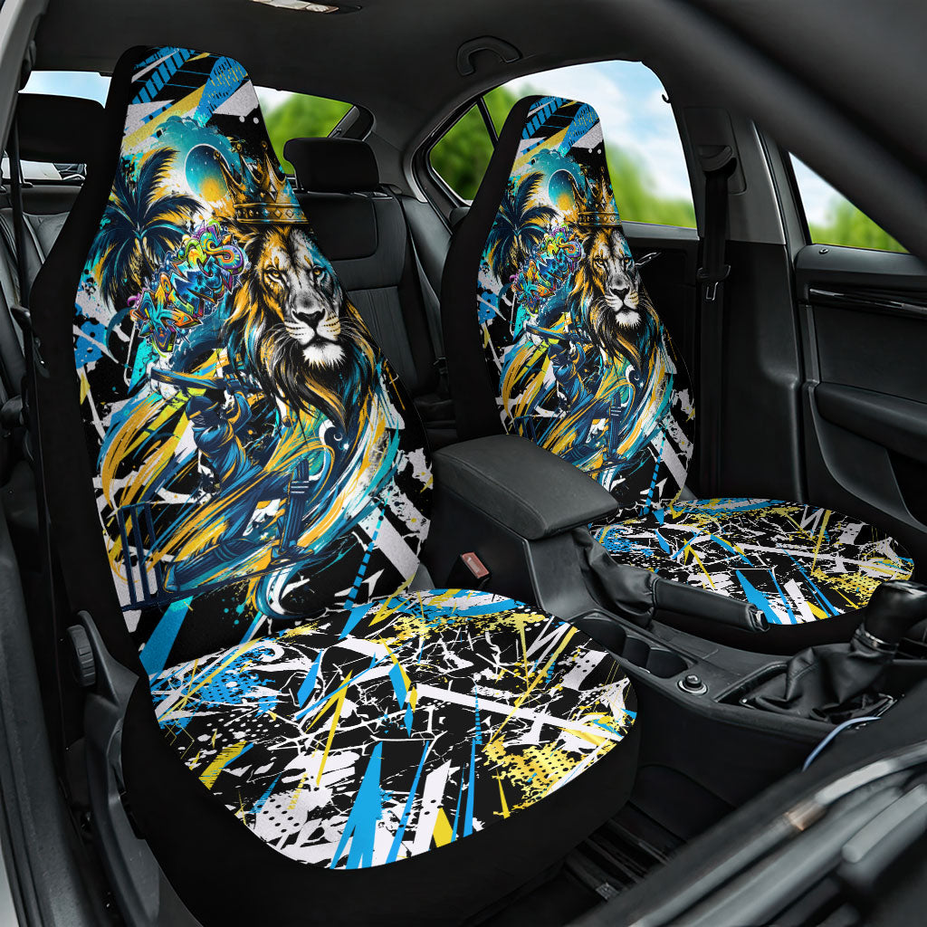 Saint Lucia Kings Cricket Car Seat Cover Born To Lead Caribbean Cricket Graffiti Splash Art