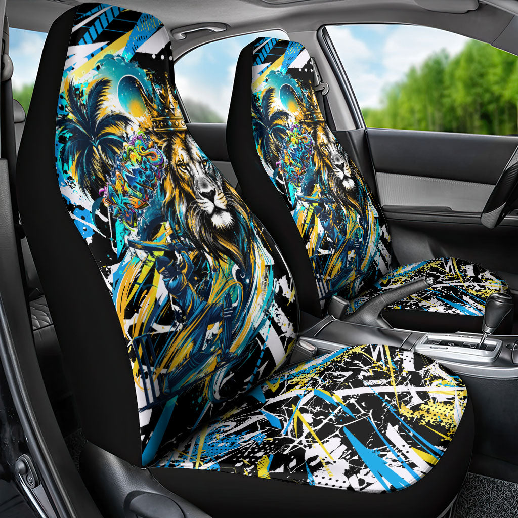 Saint Lucia Kings Cricket Car Seat Cover Born To Lead Caribbean Cricket Graffiti Splash Art