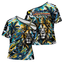 Saint Lucia Kings Cricket Cross Shoulder Shirt Born To Lead Caribbean Cricket Graffiti Splash Art