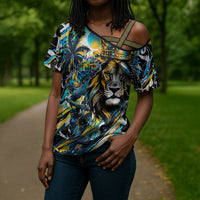 Saint Lucia Kings Cricket Cross Shoulder Shirt Born To Lead Caribbean Cricket Graffiti Splash Art
