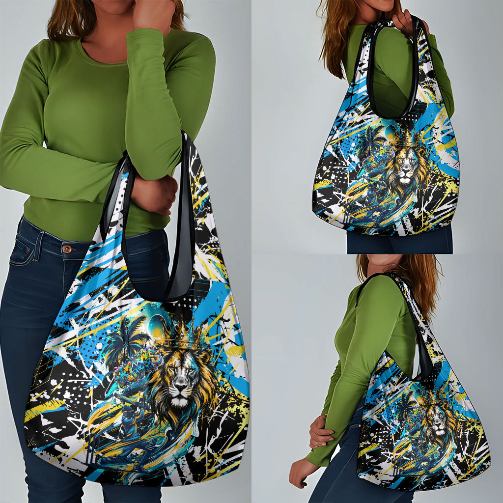 Saint Lucia Kings Cricket Grocery Bag Born To Lead Caribbean Cricket Graffiti Splash Art