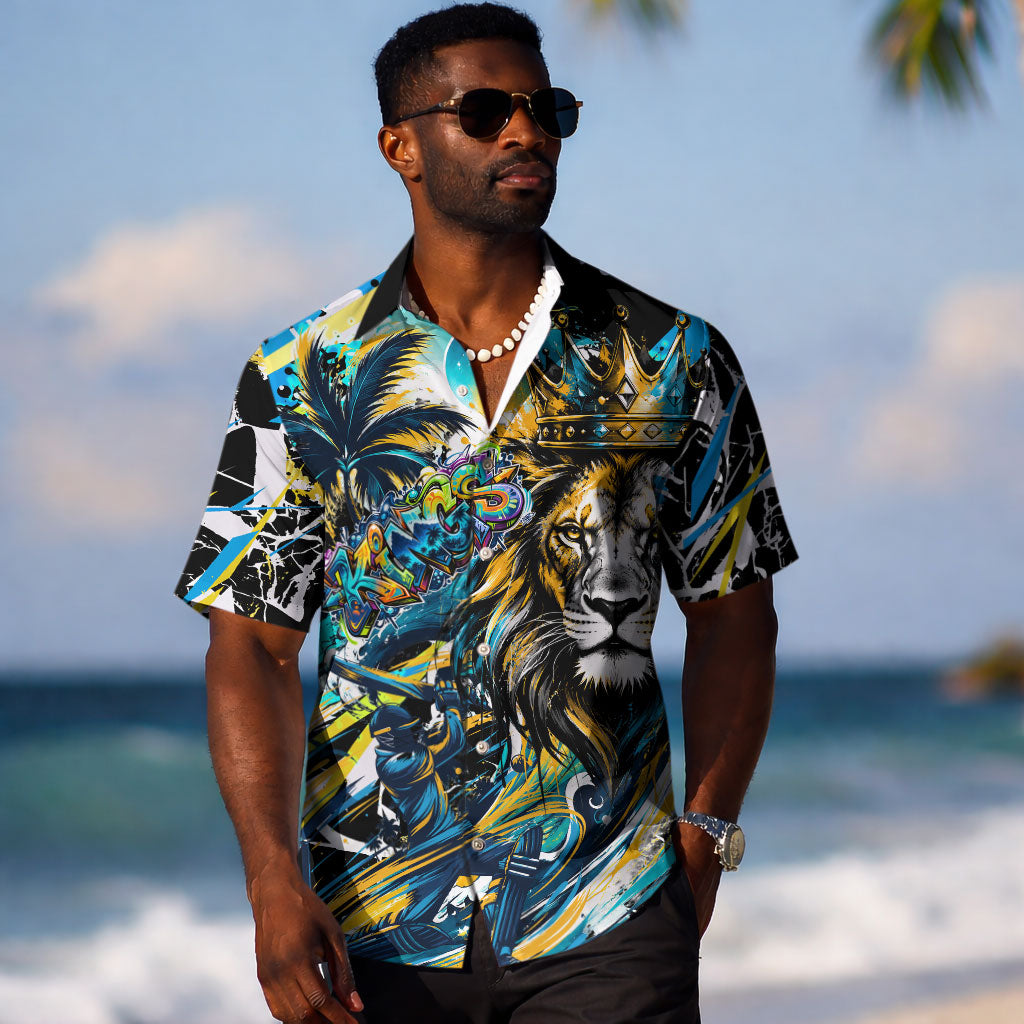 Saint Lucia Kings Cricket Hawaiian Shirt Born To Lead Caribbean Cricket Graffiti Splash Art