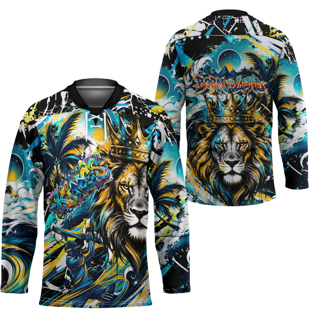 Saint Lucia Kings Cricket Hockey Jersey Born To Lead Caribbean Cricket Graffiti Splash Art