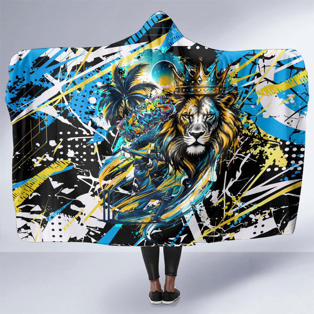 Saint Lucia Kings Cricket Hooded Blanket Born To Lead Caribbean Cricket Graffiti Splash Art