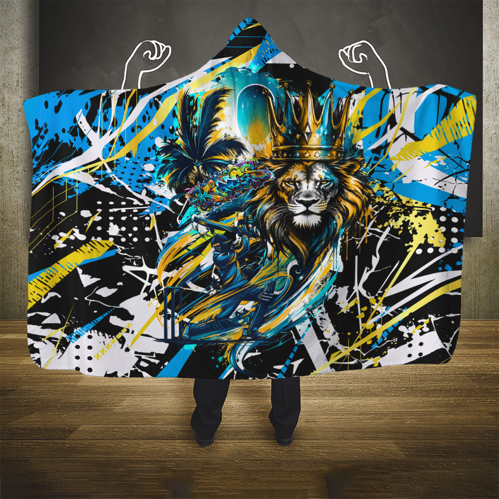 Saint Lucia Kings Cricket Hooded Blanket Born To Lead Caribbean Cricket Graffiti Splash Art