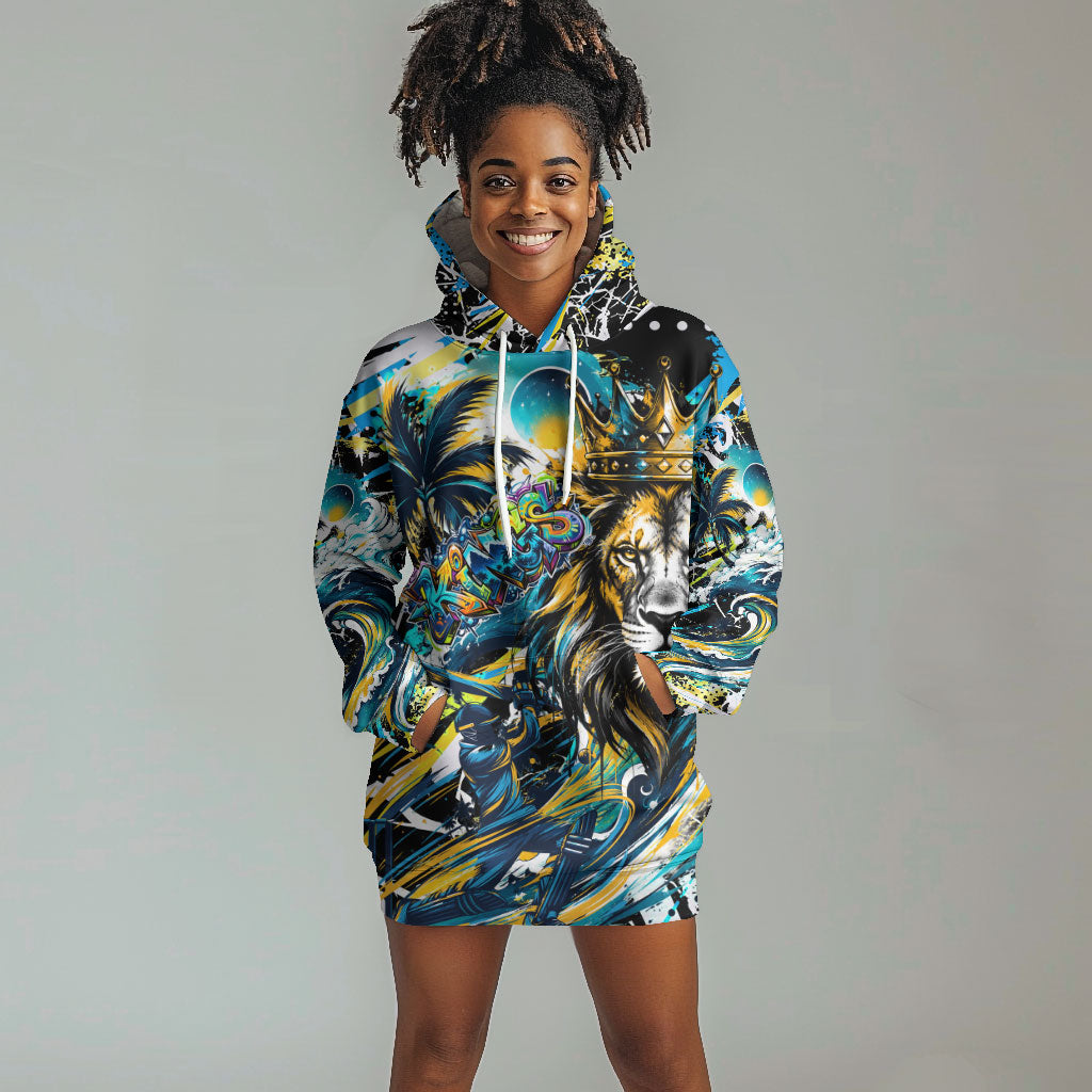 Saint Lucia Kings Cricket Hoodie Dress Born To Lead Caribbean Cricket Graffiti Splash Art