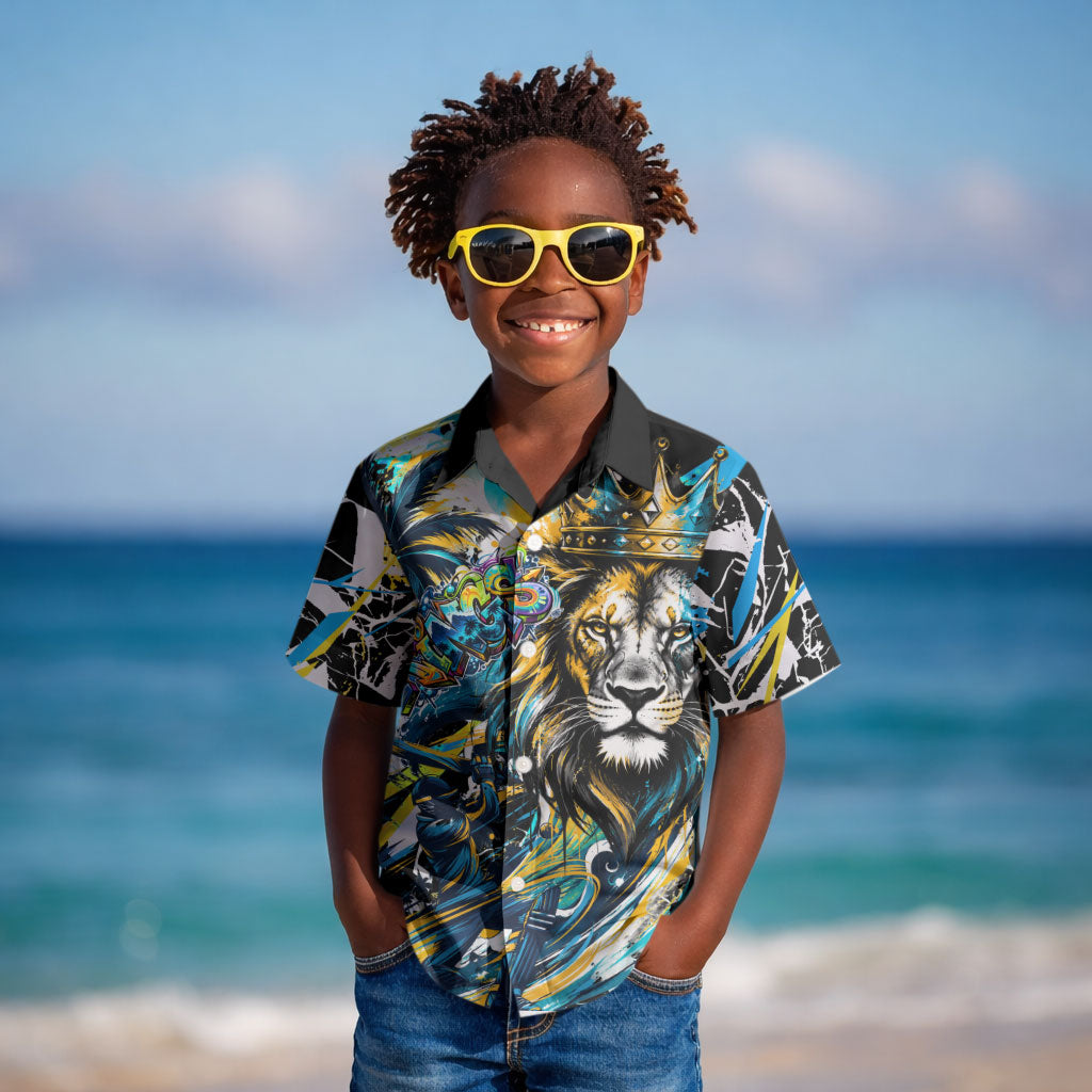 Saint Lucia Kings Cricket Kid Hawaiian Shirt Born To Lead Caribbean Cricket Graffiti Splash Art