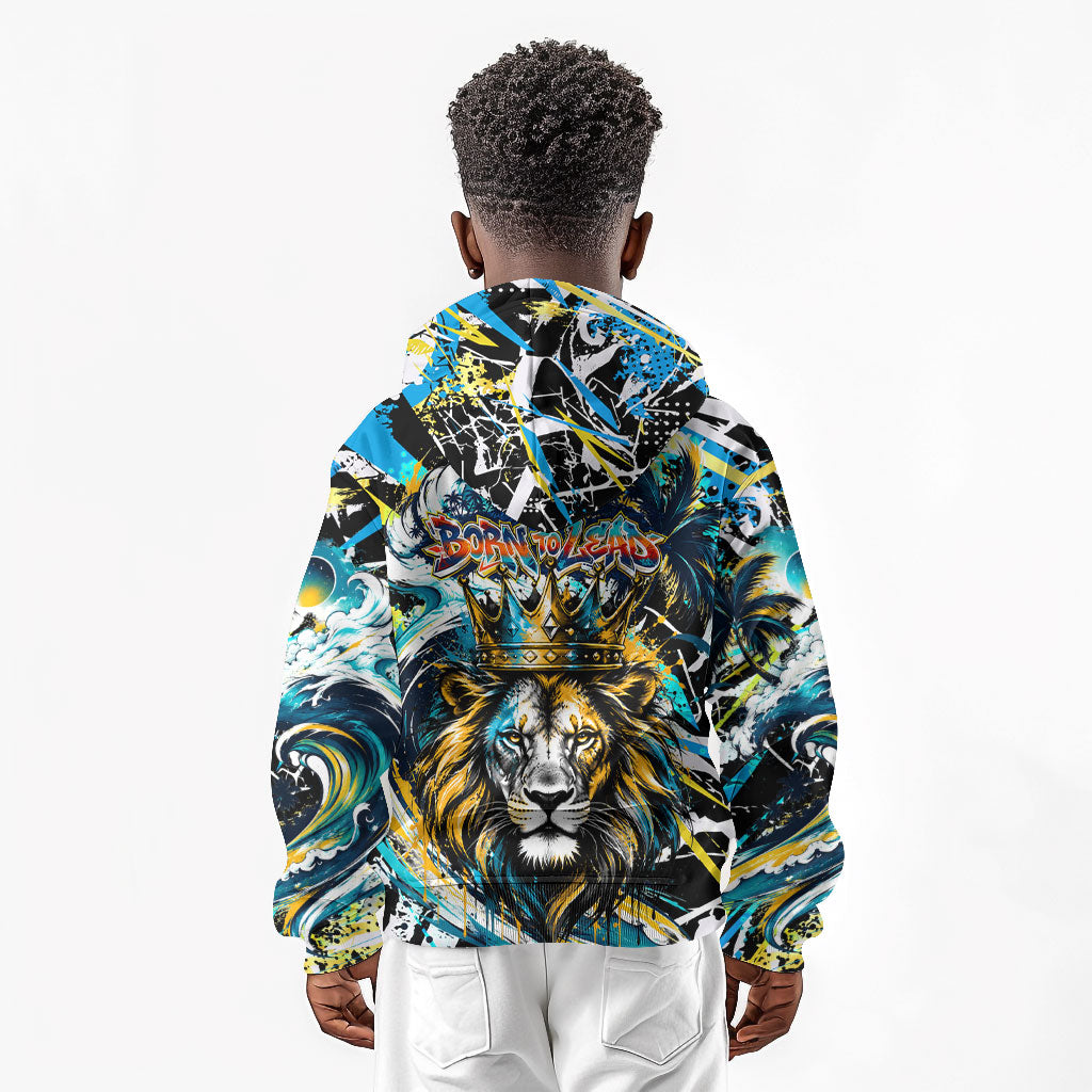 Saint Lucia Kings Cricket Kid Hoodie Born To Lead Caribbean Cricket Graffiti Splash Art