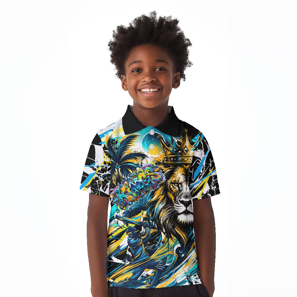 Saint Lucia Kings Cricket Kid Polo Shirt Born To Lead Caribbean Cricket Graffiti Splash Art