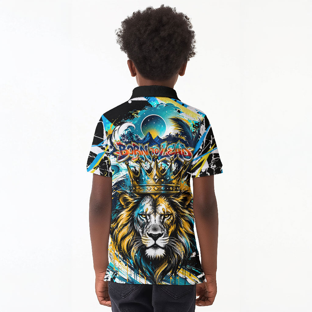 Saint Lucia Kings Cricket Kid Polo Shirt Born To Lead Caribbean Cricket Graffiti Splash Art