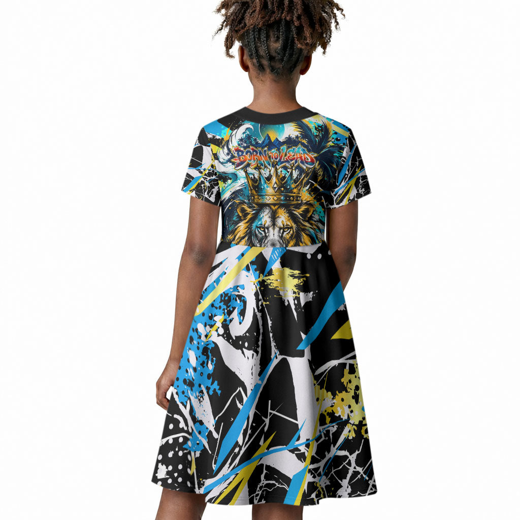Saint Lucia Kings Cricket Kid Short Sleeve Dress Born To Lead Caribbean Cricket Graffiti Splash Art