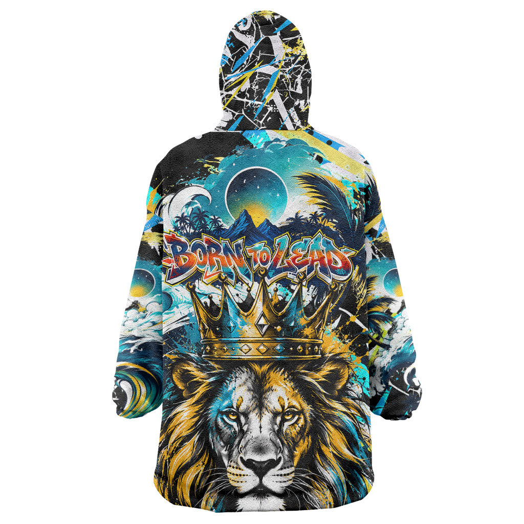 Saint Lucia Kings Cricket Kid Wearable Blanket Hoodie Born To Lead Caribbean Cricket Graffiti Splash Art