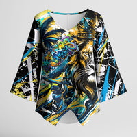 Saint Lucia Kings Cricket Kimono Sleeve Blouse Born To Lead Caribbean Cricket Graffiti Splash Art