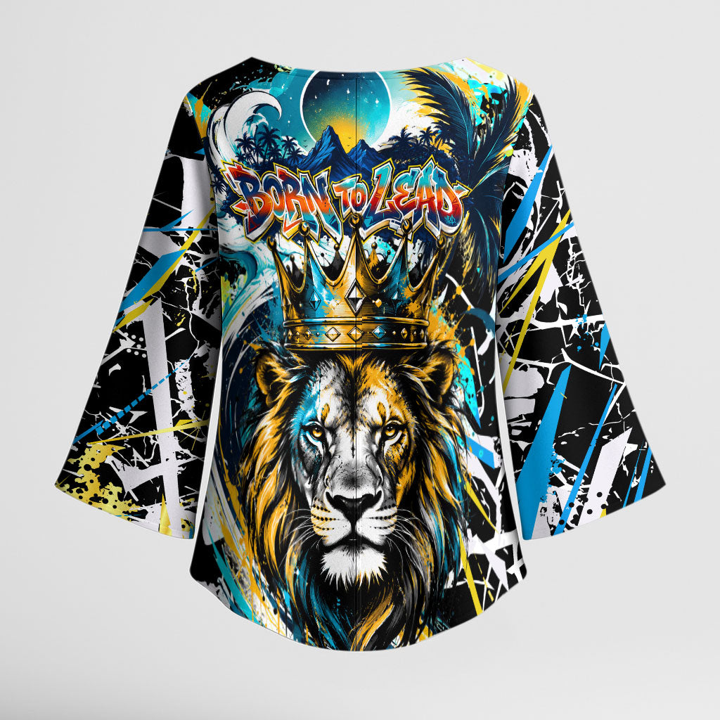 Saint Lucia Kings Cricket Kimono Sleeve Blouse Born To Lead Caribbean Cricket Graffiti Splash Art
