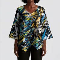 Saint Lucia Kings Cricket Kimono Sleeve Blouse Born To Lead Caribbean Cricket Graffiti Splash Art