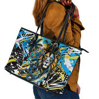 Saint Lucia Kings Cricket Leather Tote Bag Born To Lead Caribbean Cricket Graffiti Splash Art