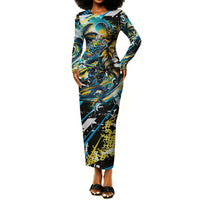 Saint Lucia Kings Cricket Long Sleeve Bodycon Dress Born To Lead Caribbean Cricket Graffiti Splash Art