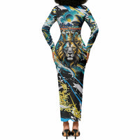 Saint Lucia Kings Cricket Long Sleeve Bodycon Dress Born To Lead Caribbean Cricket Graffiti Splash Art