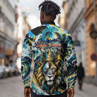 Saint Lucia Kings Cricket Long Sleeve Button Shirt Born To Lead Caribbean Cricket Graffiti Splash Art