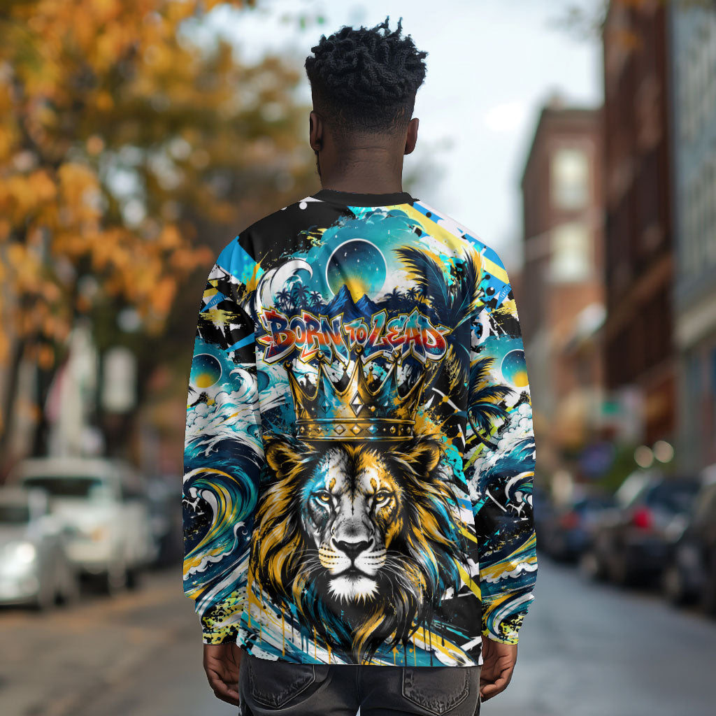 Saint Lucia Kings Cricket Long Sleeve Shirt Born To Lead Caribbean Cricket Graffiti Splash Art