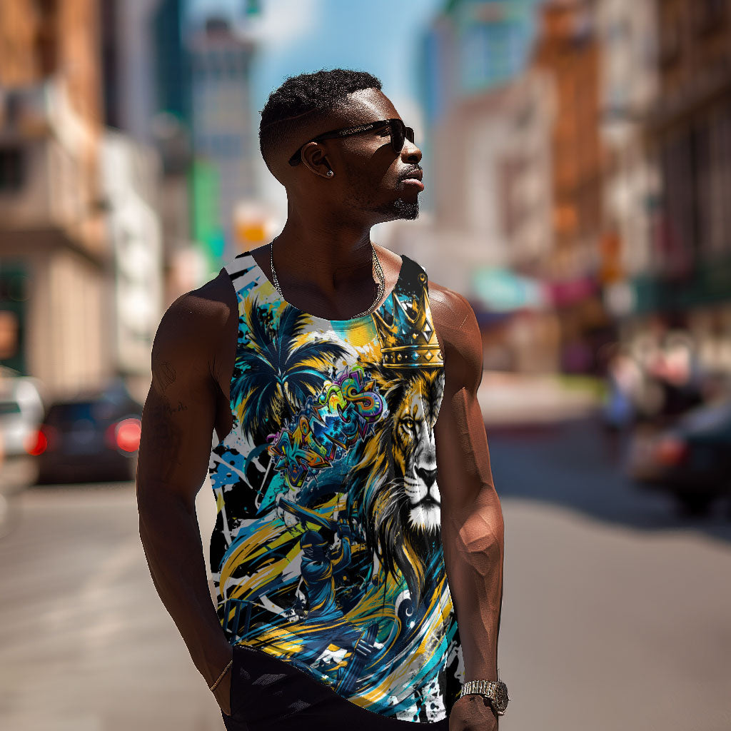 Saint Lucia Kings Cricket Men Tank Top Born To Lead Caribbean Cricket Graffiti Splash Art