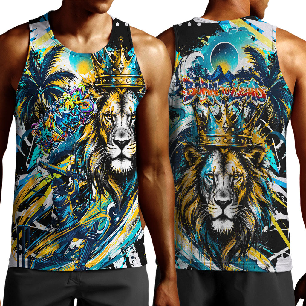 Saint Lucia Kings Cricket Men Tank Top Born To Lead Caribbean Cricket Graffiti Splash Art