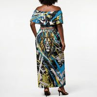Saint Lucia Kings Cricket Off Shoulder Maxi Dress Born To Lead Caribbean Cricket Graffiti Splash Art