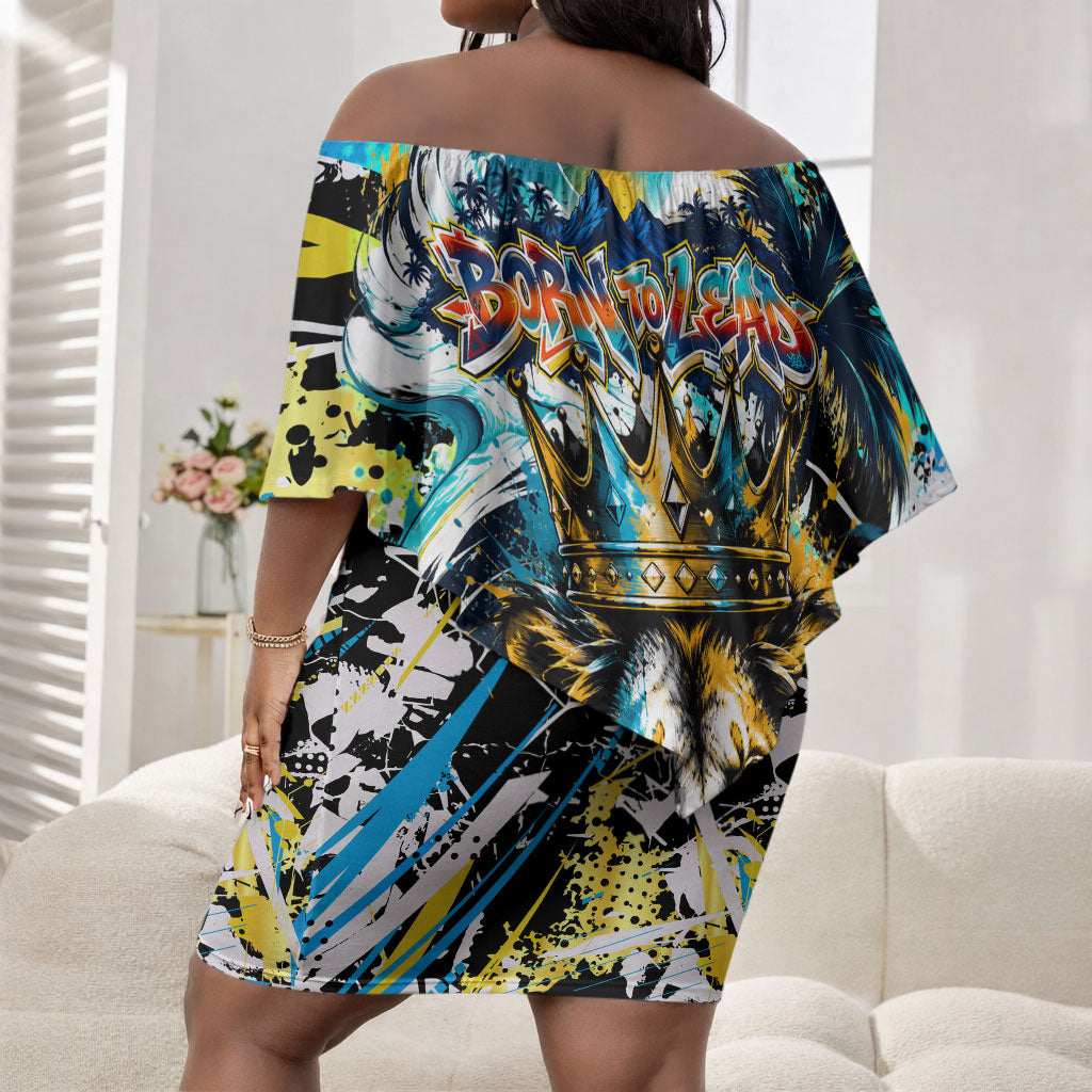 Saint Lucia Kings Cricket Off Shoulder Short Dress Born To Lead Caribbean Cricket Graffiti Splash Art
