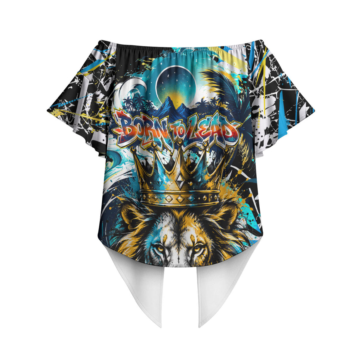 Saint Lucia Kings Cricket Off Shoulder Wrap Waist Top Born To Lead Caribbean Cricket Graffiti Splash Art