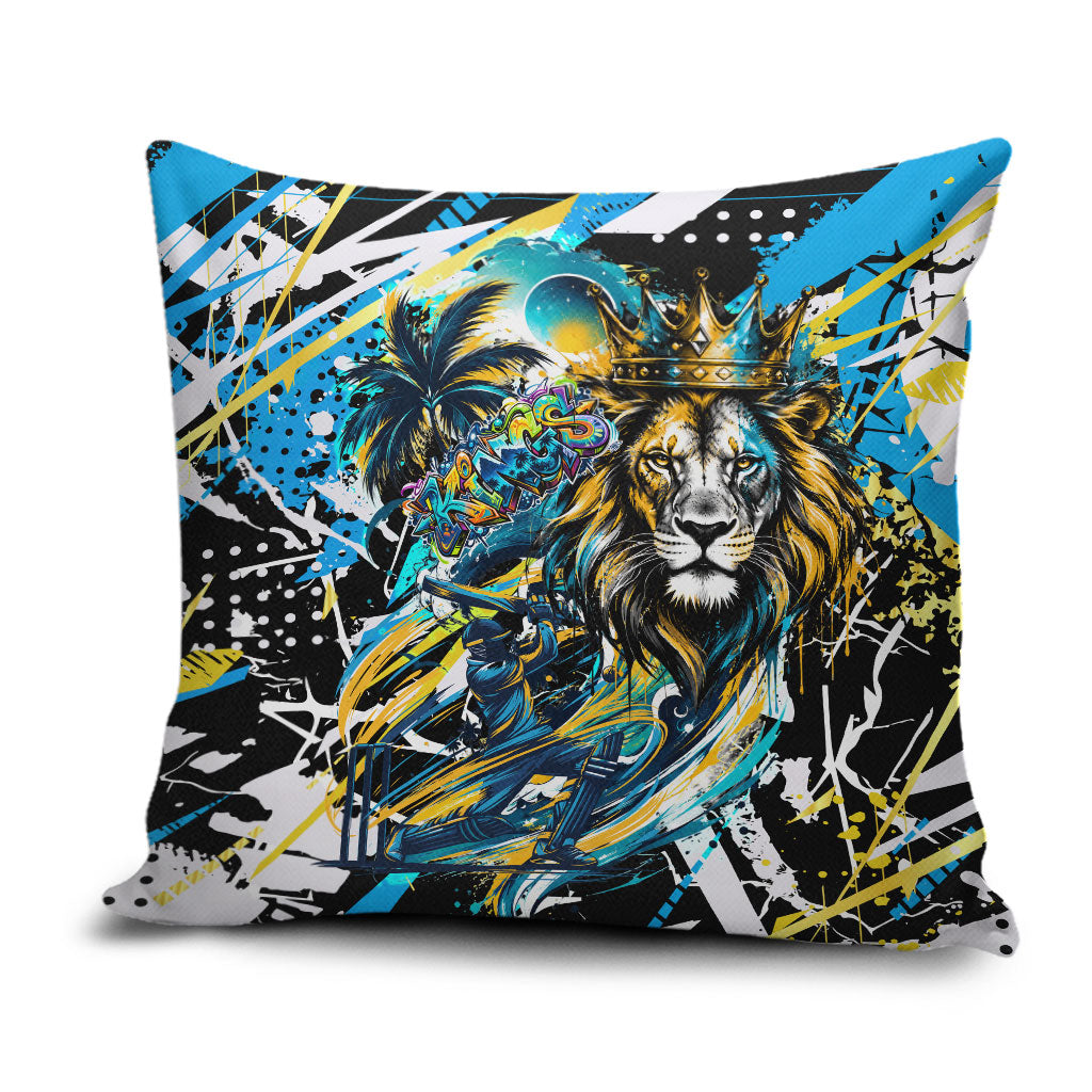 Saint Lucia Kings Cricket Pillow Cover Born To Lead Caribbean Cricket Graffiti Splash Art