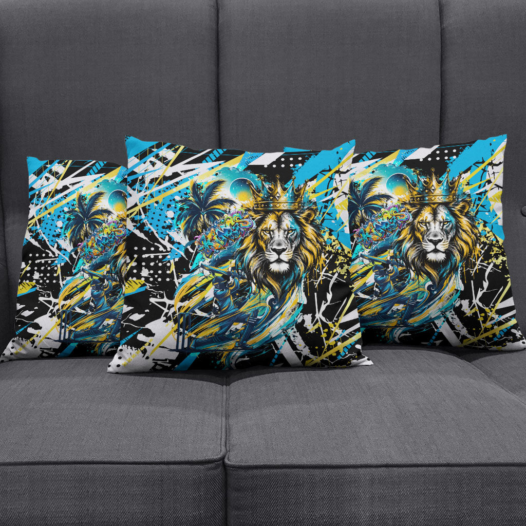 Saint Lucia Kings Cricket Pillow Cover Born To Lead Caribbean Cricket Graffiti Splash Art