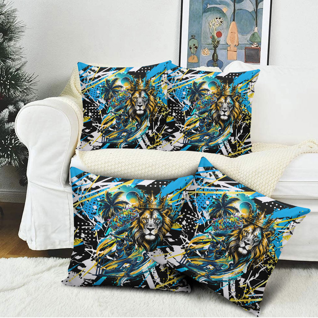 Saint Lucia Kings Cricket Pillow Cover Born To Lead Caribbean Cricket Graffiti Splash Art